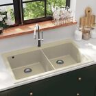 vidaXL Lavello da Cucina in Granito Vasca Doppia Beige