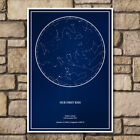 Personalised Star Sky Night Map Custom Blue Print Gift Present Valentines Day