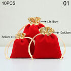 10pc Velvet Package Bags Red Organza Drawstring Gift Bag Wedding Jewelry Pouches