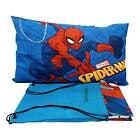 Set completo lenzuola letto singolo SPIDERMAN in Cotone con Sacca Sport ricamata