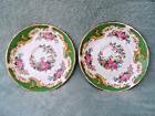 2 x 5 3/8" VINTAGE SAUCERS BY TUSCAN GREEN NAPLES PATTERN PERFECT CONDITION