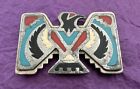 Vintage Rare American Made BK Silversmiths Nickel Silver Thunderbird Belt Buckle