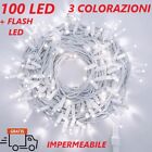 Luci di Natale Catena Led luminosa Esterno Prolungabile 100 Led 10mt Vari Colori