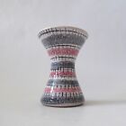 Mid century Italian, vintage Italy pottery vase. Grey pink stripe ceramic 1960s