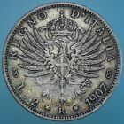 VITTORIO EMANUELE III 2 LIRE 1907 AQUILA SABAUDA SILVER COIN ARGENTO MB