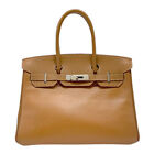 Auth HERMES Birkin 30 Borsa a mano in pelle di zibellino naturale marrone...