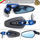 COPPIA SPECCHIETTI RETROVISORI MANUBRIO CARBON E BLU PER KAWASAKI Z 750