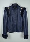 Elisabetta Franchi Betty Blue Giacca Giubbotto Donna 46 Pelle Blu Leather Jacket