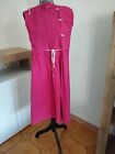 abito ragazza vintage tg. 38 rosa scuro lungo drappeggiato corda bottoni saldi