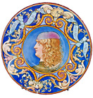 ASSIETTE DECORATIVE FAIENCE ITALIE XIXème SIGNE CHALANTON 1883 LEONARD DE VINCI