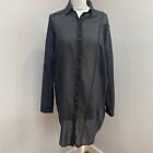 All Saints Shirt Dress UK 10 Black Semi Sheer Layering Long Sleeve Oversized VGC