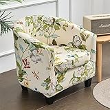 Highdi 2 Pezzi Copripoltrona 1 Posto Chesterfield Elasticizzato, Poltrona Club da Cocktail Antiscivolo Rimovibile Tub Chair Copripoltrona per Bar Camera da Letto Soggiorno (Fiore primaverile)