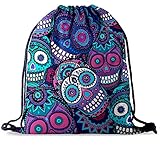 PREMYO Borsa da Palestra Sacca Zaino Sportiva con Scritta Stampa Cranio Borsone Zainetto Chiusura a Cordoni Gym Bag