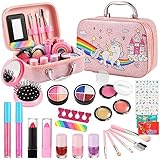 SLEMAKO Set Trucchi Bambina 29 Pezzi Trucchi Lavabili per Bambini, Valigetta Trucchi Bambina Trousse Trucchi Bambina, Unicorno Regalo Bambina 3 4 5 6 7 8 9 10 Anni