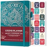 Legend Planner - Migliore agenda settimanale e calendario mensile per aumentare la produttività, raggiungere obiettivi e gestione del tempo principale - A5, Senza date (Viridian)