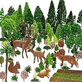 OrgMemory Modello Misto Alberi, 70 pz, 4-16 cm, Animali Del Bosco Miniatura, Alberi Finti Diorama, Modello Treno Scenery, Alberi Falsi per Progetti Senza Basi