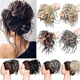 Rich Choices Extension clip capelli veri, Disordinato Pelo arruffato, Pezzo Scrunchies Estensioni di panino ondulato Elastico, Chignon Coda di cavallo Marrone medio