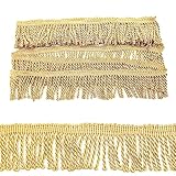 OHYER 3 Metri Lungo (Diametro 5.5cm) Frange Trim Decorazioni Lingotti Frange Frangia in poliestere decorazione Bordo con Frange Oro Passamaneria per Decor de Tende Vestiti Divano Tappeto Artigianato