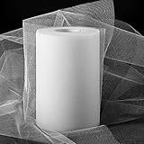 Gudotra Tulle Bianco Rotolo Matrimonio Nastro Tulle Bianco 15cm x 91Metri Decorazione per Matrimonio Comunione Compleanno Natale Sedie Tavolo Auto (Bianco 15cmx91m)