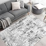 Vamcheer Tappeto Salotto Pelo Corto - Astratto Design Moderni Tappeti Soggiorno,Tappeto Camera da Letto lavabile,Decoration salon y casa, Tappeti Grandi Antiscivolo Morbido,Grigio astratto 160x230 cm