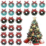 24Pcs Mini Ghirlanda di Natale Artificiale Ghirlanda di Natale Appeso Albero di Natale Ghirlanda Ornamenti per Natale Holiday DIY Crafts Miniature Dollhouse Decorazione 3cm/1.2in (3 colori）