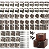 SoundZero 20 Pezzi Hasp Antico Legno, Ganci A Gancio A Antichi, 40 Pezzi Cerniere Per Scatola, Con 80 Viti, Set Cerniere con Viti, Mini cerniere in bronzo antico, Per Armadietti, Artigianato Retrò