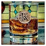 KolbergGlas Bicchieri da whisky fatti a mano con cristalli di alta qualità con incisione monogramma, idea regalo per uomini, fratelli, padri, nonni, boss, chef (K)
