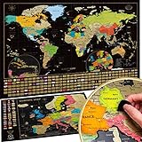 W WANDERLUST MAPS Mappa del Mondo da Grattare con Extra Mappa Europa - Poster XXL Interattivo e Educativo - Alta Qualità, Decorazione da Parete - Regalo Perfetto per Viaggiatori