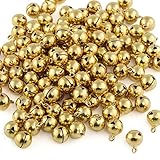 Naler 120pcs campanellini, Morsetto di Rame per Matrimonio, Natale, Compleanno, Decorazione Festa di Halloween, Creazione di Gioielli, Accessori Art Craft, 12mm d oro