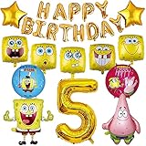 Spongebob 5 Anni Decorazione di Compleanno, Spongebob Decorazioni, Palloncini Foil Spongebob, Spongebob Themen Palloncini, Spongebob Balloons Set, per Compleanni di Bambini di 5 anni