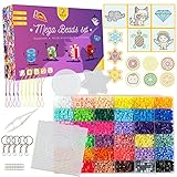 La Manuli Kit Perline da Stirare - Set Completo per Bricolage e Pixel Art Bambini con 3 Piastre, 11000 Pezzi, 5mm, 36 Colori, Pinza, Portachiavi, Pendenti e Accessori per Creazione Gioielli e DIY