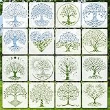 Yosugar Stencil di Pittura,16 Pezzi a forma di albero della vita Stencil,Riutilizzabili Motivo Stencils, Disegno Pittura Stencil Set, per per pareti,Tegola,Tela,Pavimento,Rocce e Legno