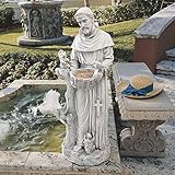 Design Toscano San Francesco La natura che nutre Statua da giardino mangiatoia per uccelli, poliresina, pietra antica, Grande 94 cm