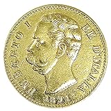 Vinciann Moneta Copia Italia 20 Lire 1891 Umberto I Savoia Marengo Italiano 21.60mm 5g