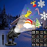 Vokot P668 Proiettore led con luci di natale, fiocco di neve e immagini natalizie da interno o da esterno IP44, proiettore con 12 schede adatte per qualsiasi evento o festa.