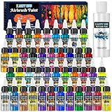 X ARTY HUB Colori Aerografo - 42 Colori con 120 ml Diluenti, Colori Acrilici per Aerografo Modellismo Iridescenti, Neon e Metallici Pronti all Uso, Set di Pittura Aerografo a Base d Acqua