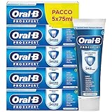 Oral-B Dentifricio Pro-Expert Sbiancante Sano, Gusto Menta Fresca, Protezione di 24 Ore Contro la Placca, Maxi Pacco, Confezione da 5 Dentifrici (5x75ml)