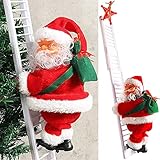 Ksopsdey Scale Elettriche di Babbo Natale con Musica, Scale di Arrampicata di Babbo Natale, Decorazioni Natalizie,Decorazioni per Interni ed Esterni, Regali di Natale per Bambini(No Batteria)