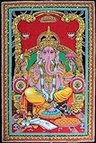 Rastogi Handicrafts Singhasan Ganpati, divinità indiana da appendere alla parete, in cotone, 101,2 x 76,2 cm