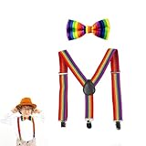 Butyeak Bretelle per bambini Papillon, Bretelle Y e Papillon Set, Bretelle con Papillon Set, Bretelle per Bambini a Forma di Y, Set di Cinghie Regolabili per Papillon, Unisex, Iridescente