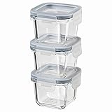 IKEA 365+ - Contenitore per alimenti con coperchio, quadrato, in vetro, 180 ml, set da 3