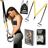 TRYNO TRX ITALIANO, Trx Fitness Da Casa, Suspension Training per Tutto il Corpo, Allenamneto in sospensione, Trx Elastico Fitness, Cinghie Sospensione +Zaino (Allungabile giallo)