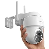 COOAU 2K Telecamera Wi-Fi Esterno Senza Fili,Videocamera Sorveglianza Esterno con Batteria,Visione Notturna a Colori Telecamera,360°PTZ,Rilevazione di Movimento,2 Vie Audio,Sirena,IP66,card/Cloud