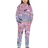 Showudesigns Felpa con cappuccio e pantaloni della tuta per bambini Set pantaloni pullover a maniche lunghe, Fiore di cavallo., 10-11 Anni