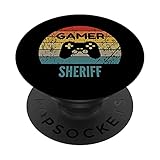 Gamer Sheriff Vintage 60s 70s Gaming Gift PopSockets PopGrip: Impugnatura per Telefoni Cellulari e Tablet Intercambiabile