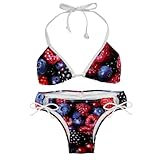 Bikini da donna, costume da bagno da donna, 2 pezzi, bikini da donna, motivo frutti lamponi e mirtilli, Design 6770, M