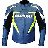 SUZUKI 1075 GIACCA BLU IN PELLE DI VUCCHIA ARMAZZATA (M)