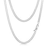 Amberta Collana Serpente Piatta da Donna In Argento Sterling 925: 3 mm 45 cm