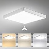 Plafoniera LED Soffitto Quadrata 28W con Sensore di Movimento, 3000K-6000K Lampada Plafoniere Bianca, 30CM Lampada da Soffitto LED Moderno per Cucina Balcone Bagno