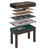 anaterra® Tavolo Multigioco - 9in1, Bambini e Adulti, Multifunzionale, in MDF, con Accessori - Calciobalilla, Biliardino, Biliardo, Ping Pong, Hockey, Shuffleboard, Giochi di Carte, Scacchi, Multigame